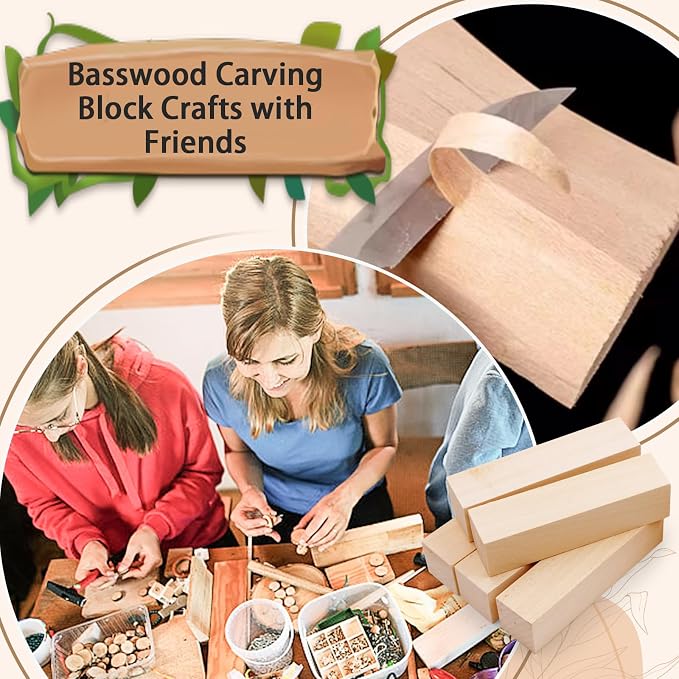 Basswood Carving Blocks for Crafts, Cymuber 24 PCS Whittling Wooden Blockss Kit