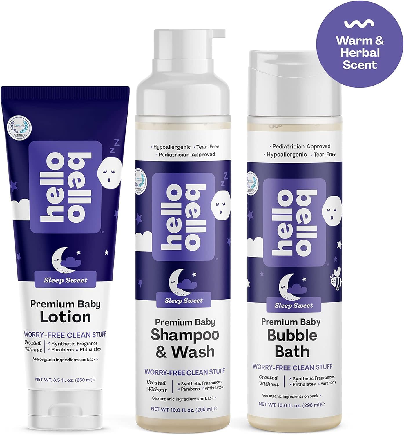 Hello Bello Nighttime Bubble Bath - Gentle Hypoallergenic Formula for Babies and Kids - Vegan and Cruelty-Free - Sleep Sweet Scented - 10 fl oz (Pack of 2)