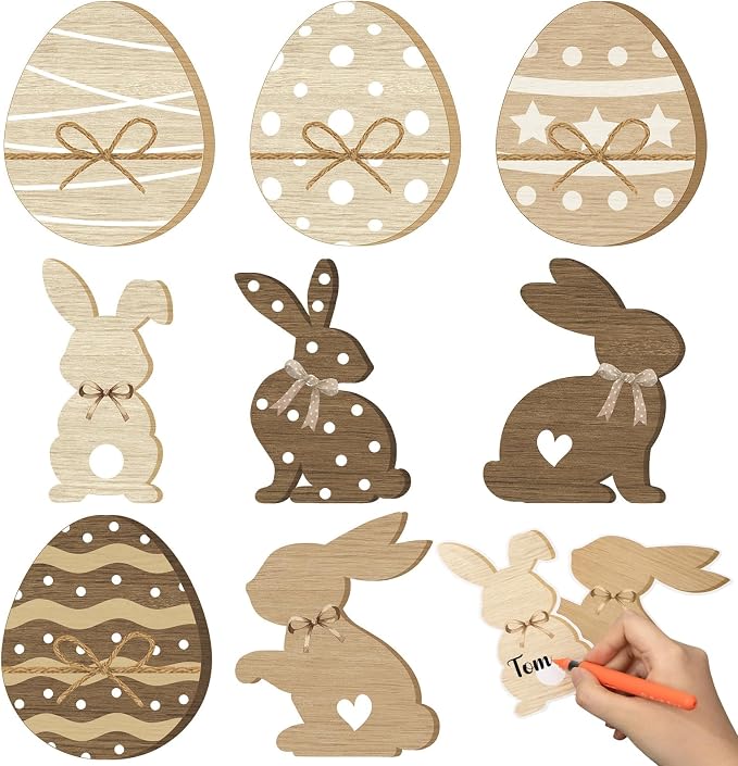 Funrous 80 Pcs Easter Paper Cutouts Farmhouse Rustic Bunny Egg Cutouts Easter