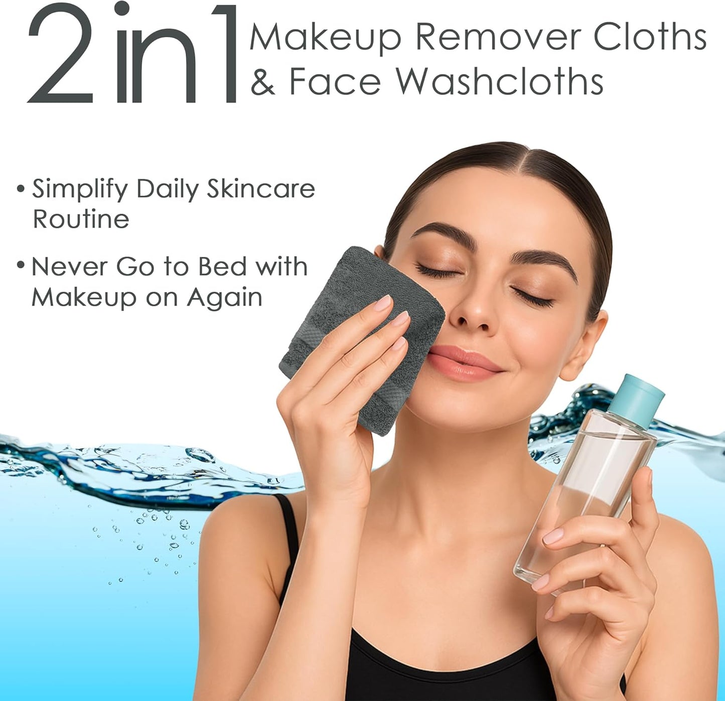DAN RIVER 12-Pack Premium 100% Cotton Gray Face Towels – Reusable Face Towel Set, Soft & Absorbent Cotton Cloths for Bathroom & Body – Hand and Face Towels, 550 GSM (12x12 in)