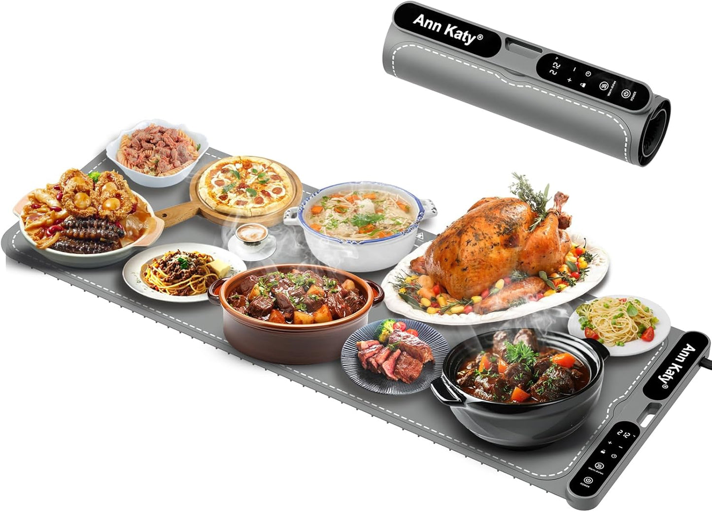 Food Warming Mat for Food XXXL 39"x15" 550W,Portable Electric Warming Tray for Buffets Party Chafing Dishes,Fast Full-Surface Heating Pads with 7 Level Temp 8 Hour Timer&Child Safety Lock