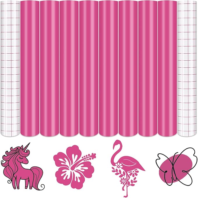 Tintnut Pink Permanent Vinyl 8pcs 12x10in Mulberry Pink Adhesive Vinyl | Solid