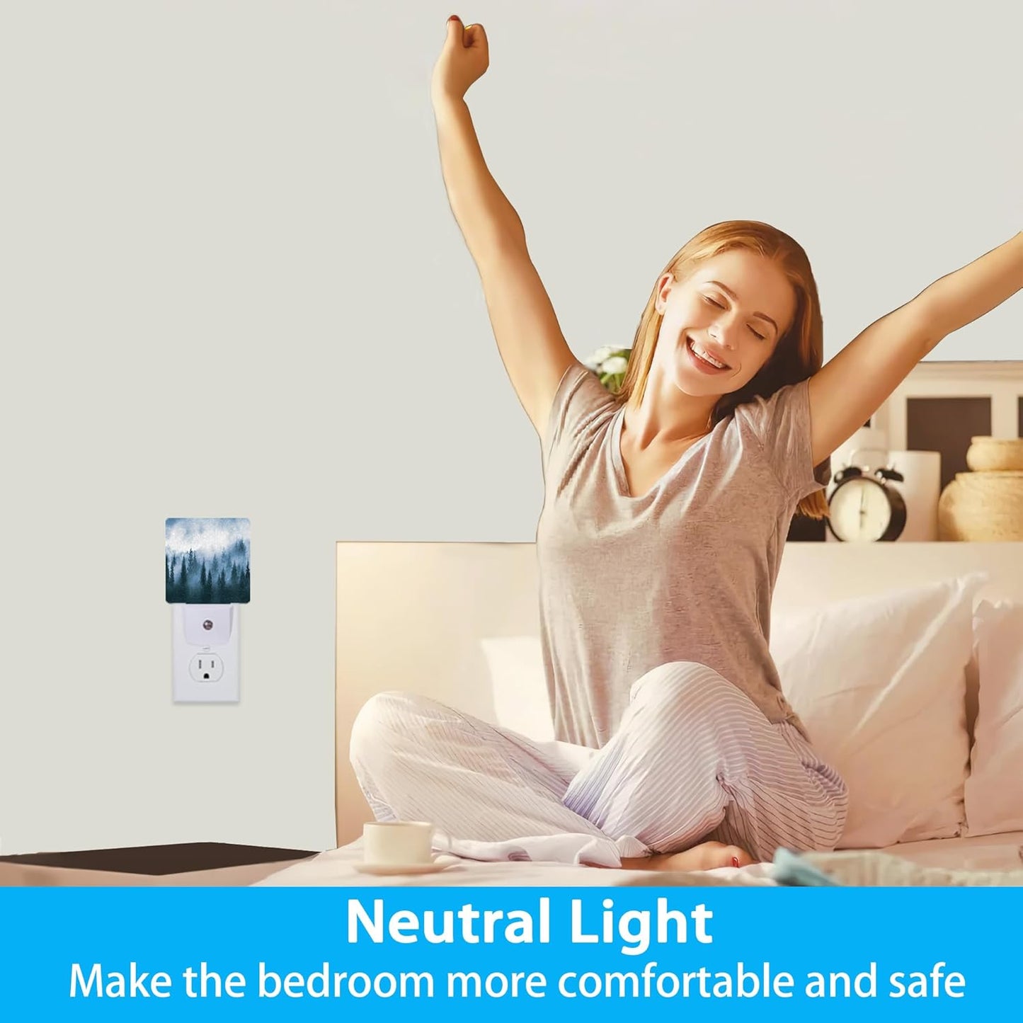Misty Forest Night Light,Nature Landscape Night Lights Plug into Wall for Boys Girls, Led Lamp for Stairway/Hallway/Bedroom 0.5W Nightlight Sleep Friendly