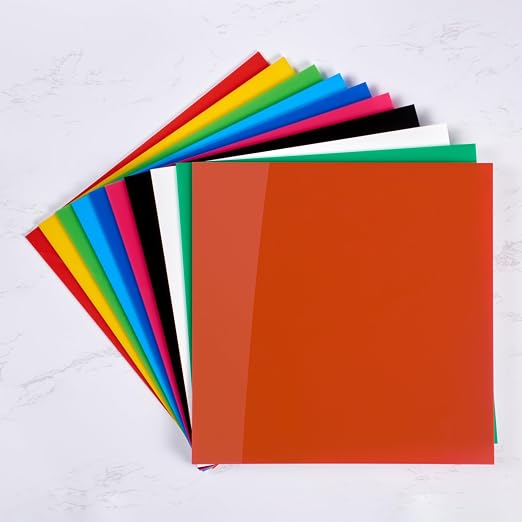 KAITELA Pack of 10 Colored Cast Acrylic Sheet 12" x 12" x 1/8" Thick |