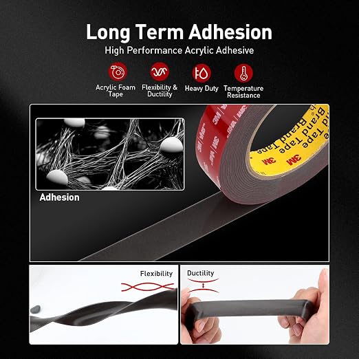 3M Double Sided Tape, Heavy Duty, 3/4” x 18Ft, Waterproof Foam Mounting Tape