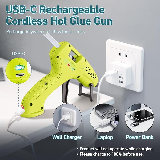 Cordless Hot Glue Gun, 20W Hot Glue Gun