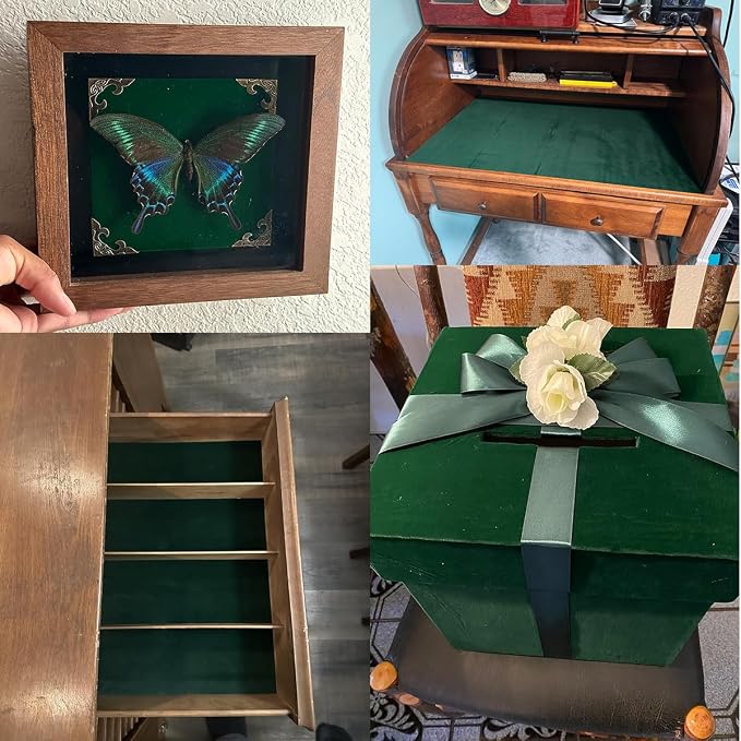 Green Self Adhesive Soft Velvet Drawer Liner DIY Fabric Felt Liner
