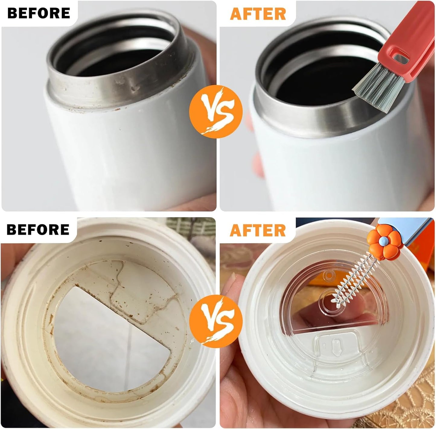 FANTEXY 3 in 1 Cup Lid Cleaning Brush Set, 3 Pieces Multifunctional Bottle Cleaning Brush, Bottle Cleaner Brush for Coffee Cups Lid Gap, Portable Cup Lid Cleaning Tools Cleaner Brush