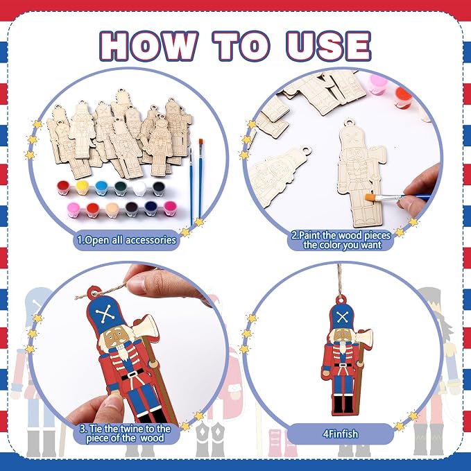 Cinnvoice 60 Pcs Wood Christmas Crafts