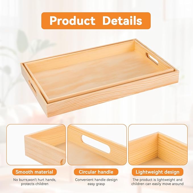 Wooden Serving Trays with Handle