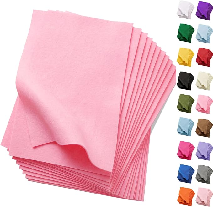Soft Pink Felt Fabric Sheets for Crafts, 8 x 12 Inch Felt Squares, Patchwork