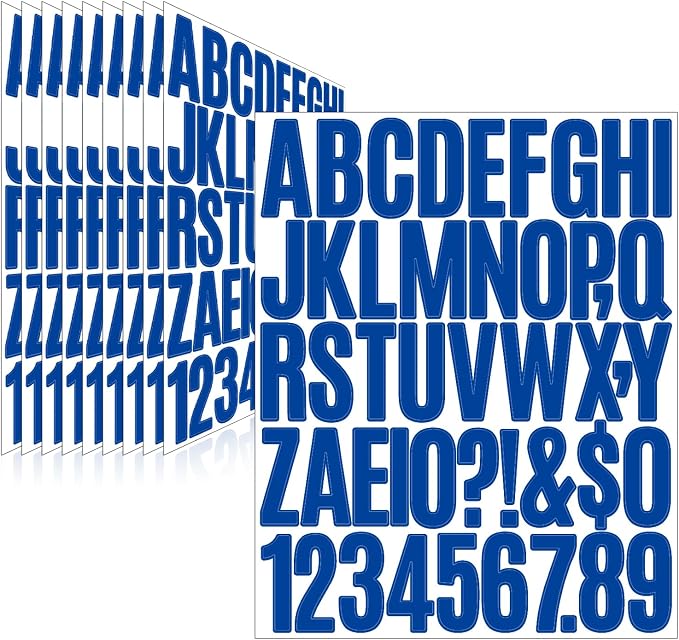 Letter Stickers, Mailbox Numbers, 2 Inch Waterproof Vinyl Alphabet | 2 Inch Blue