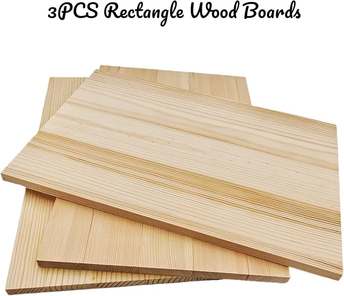 3PCS Rectangle Wood Boards Unfinished Wood Blocks