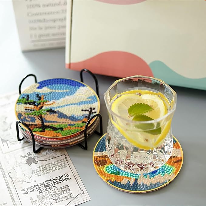 Clendo 8 Pcs National Park Diamond Art Coasters Kit