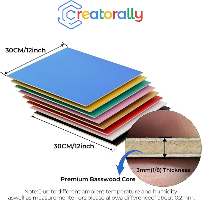 8 Pack Blue Basswood for Laser Cutting, for Laser Engraving, DIY Craft Wood &