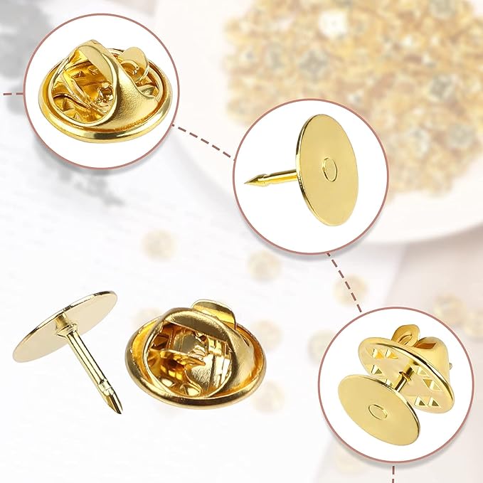 JANYUN 120 Pairs Butterfly Clutch Tie Tacks Pin Back Blank Metal Locking |