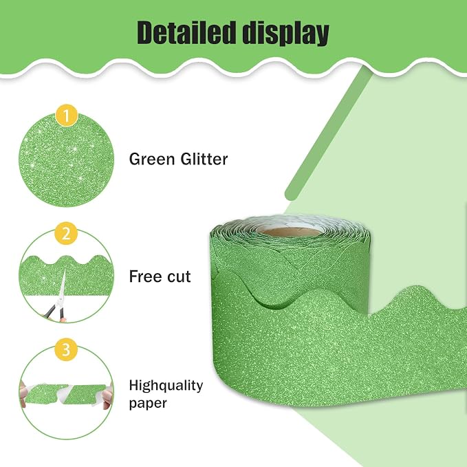 70Ft Shine Bulletin Board Borders，Scalloped Poster Boards Decorations Trim
