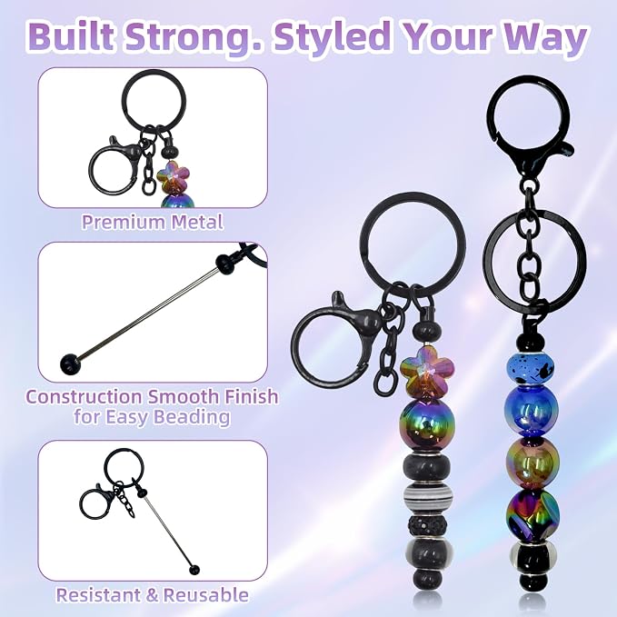 28 Pcs Beadable Keychain Bars