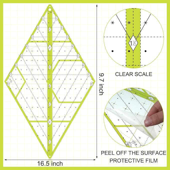 Kanayu 60 Degree Diamond Ruler Acrylic Patch Templates 60 Degree Triangle Ruler