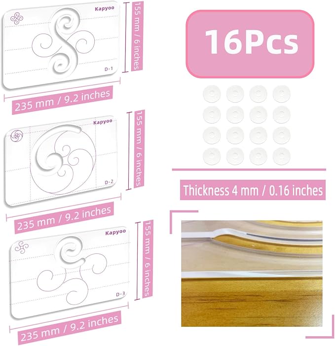 3Pcs Free Motion Quilting Templates