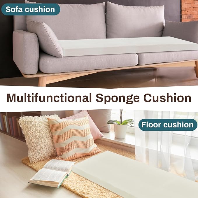 Frienda 1 Pack 84" x 36" x 2" Upholstery High Density Craft Sheets Cushion Foam