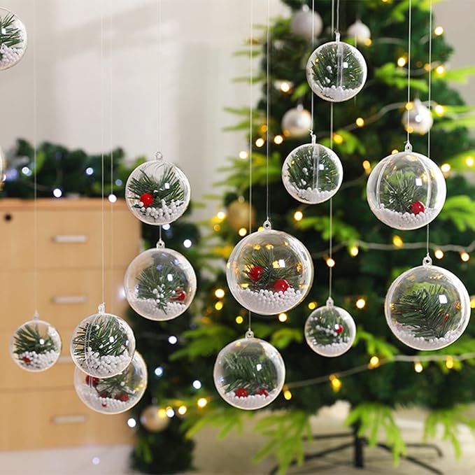 Jishi 10pk Clear Plastic Christmas Ornaments