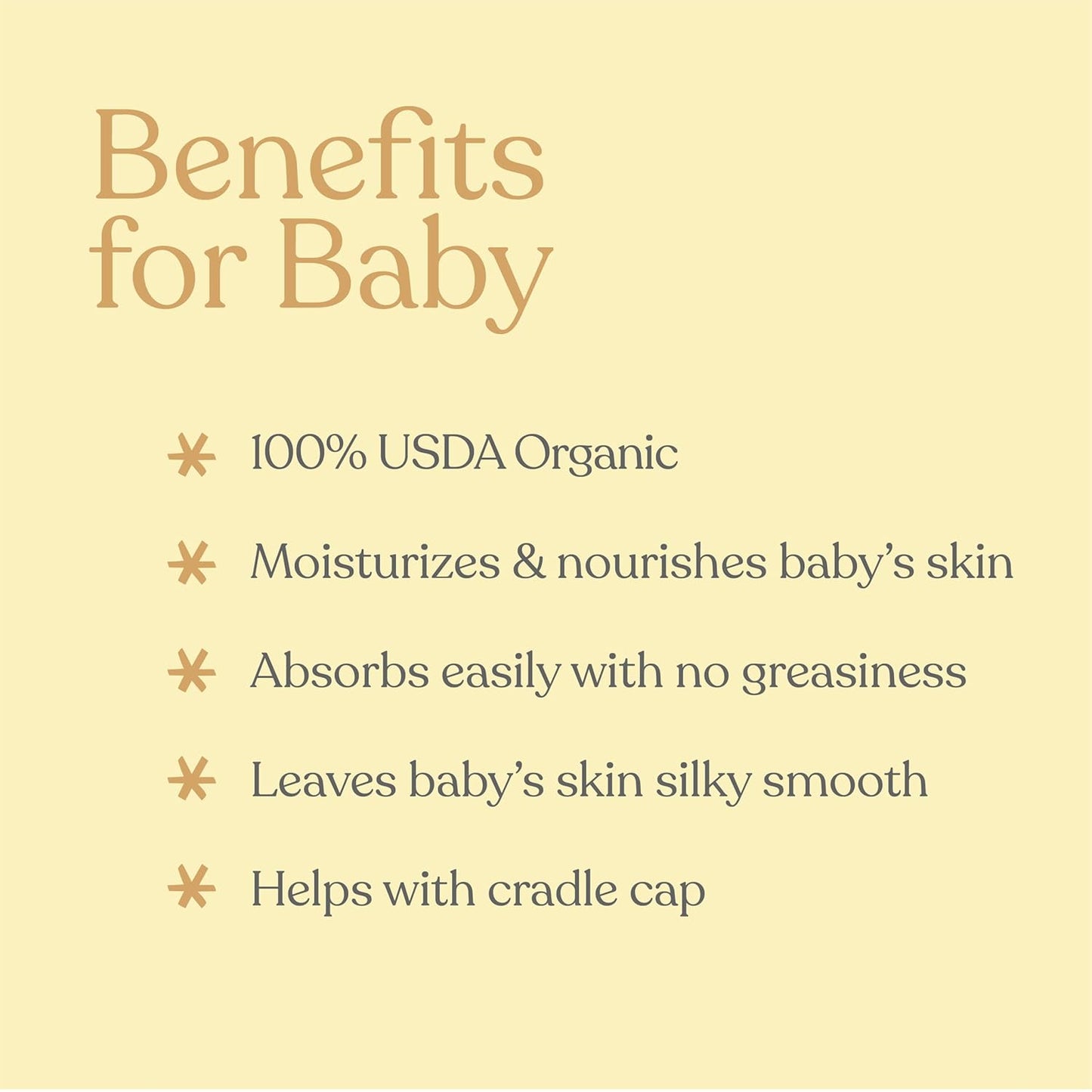 ELLAOLA Organic Moisturizing Baby Massage Oil - Non Greasy Formula Made With Natural Jojoba, Sunflower, and Argan Oil to Hydrate Skin and Protect Against Cradle Cap | 5 fl. oz.
