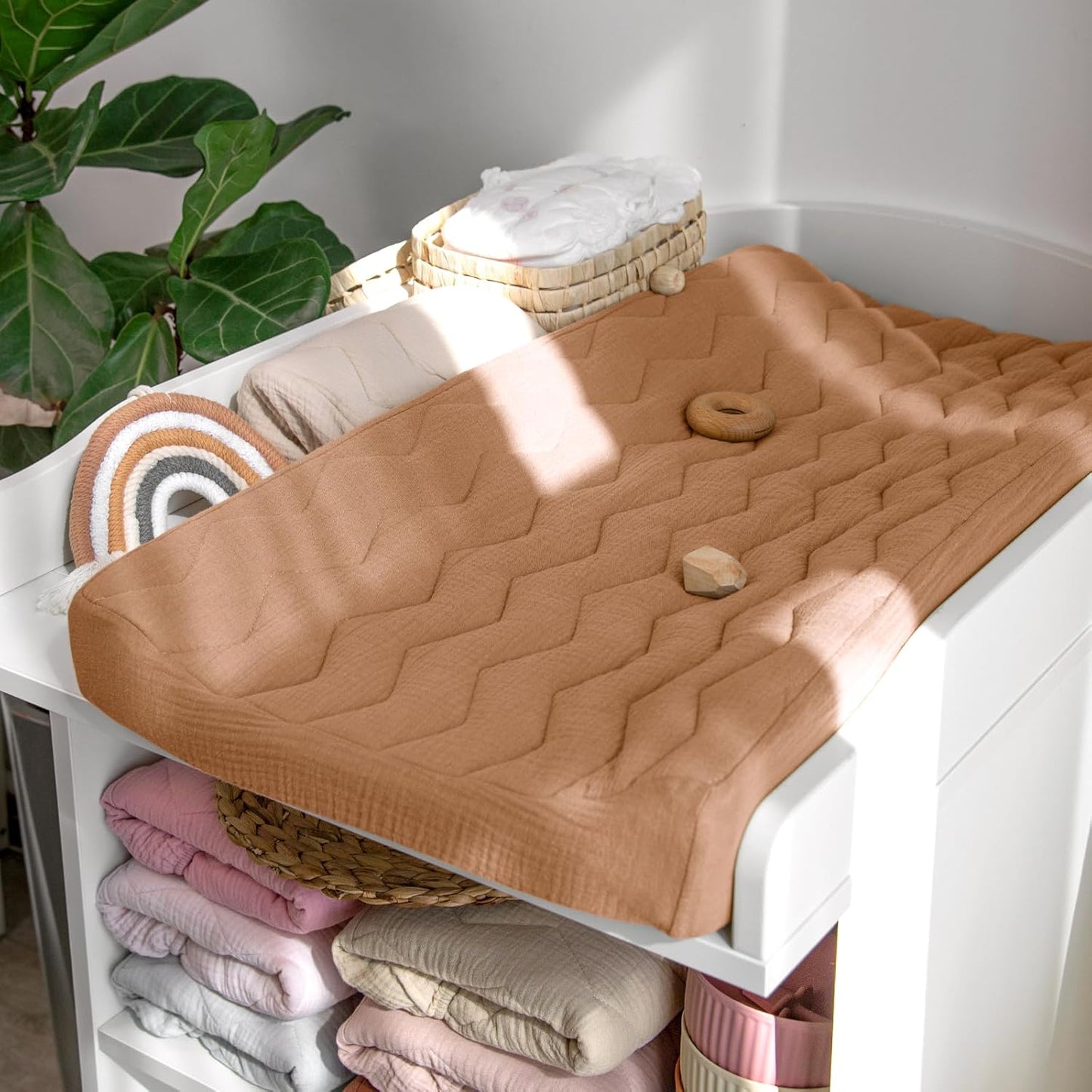 lulumoon Muslin Changing Pad Cover: Baby Cotton Quilted Changing Table Cover - Soft Changing Pad Sheets for Boys Girls