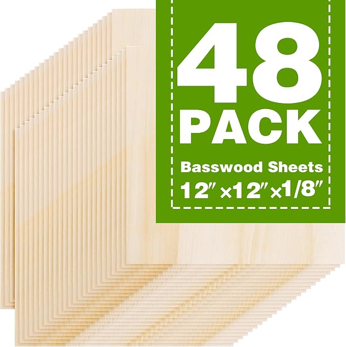 Basswood Sheets 12"x12"x1/8", 3mm Basswood