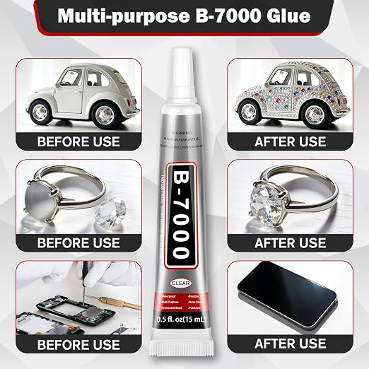 ALECPEA B7000 Bedazzling Glue, 16 Pack 15ml Clear Rhinestone Adhesive