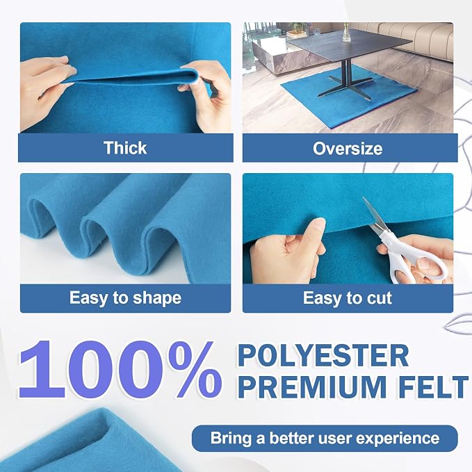 XSEINO Sky Blue Large Felt Fabric 36" X 36 ", 1.4 mm Thick Soft Felt Fabric
