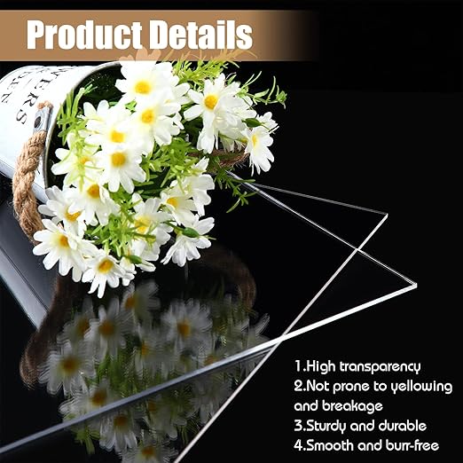 Wesiti 10 Pieces Clear Acrylic Sheet Cast 1/8"