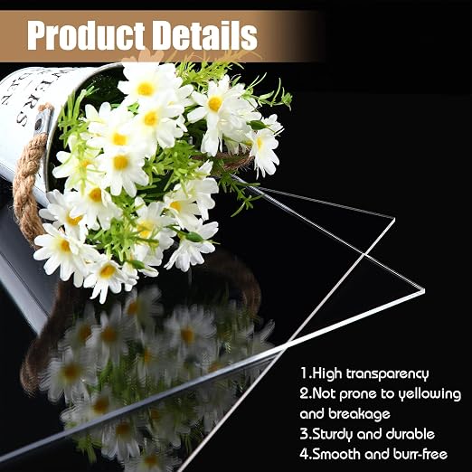 Wesiti 5 Pieces Clear Acrylic Sheet Cast 1/8"