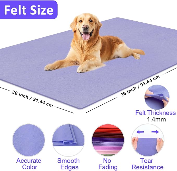 XSEINO Lavender Large Felt Fabric 36" X 36 ", 1.4 mm Thick Soft Felt Fabric