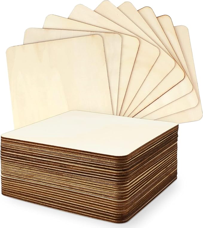 TKOnline 25Pcs 6 x 6 x 1/10 Inches Unfinished Basswood Sheets