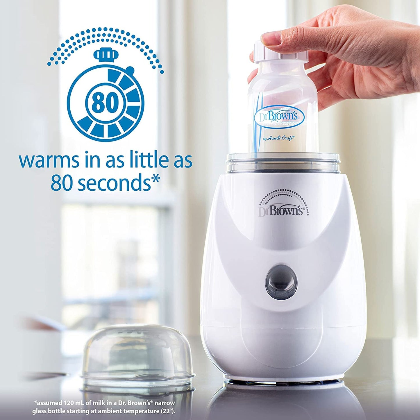 Dr. Brown’s Insta-Feed Bottle Warmer and Sterilizer with Anti-Colic Options+ Narrow Baby Bottles 8 oz/2500 mL, with Level 1 Slow Flow Nipple, 4 Pack, Blue Nature, 0m+