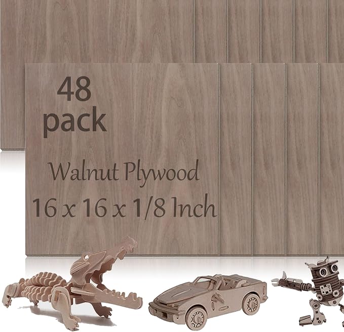 48 Pcs Walnut Unfinished Wood Craft, School DIY Projects, CNC Cutting, and Wood