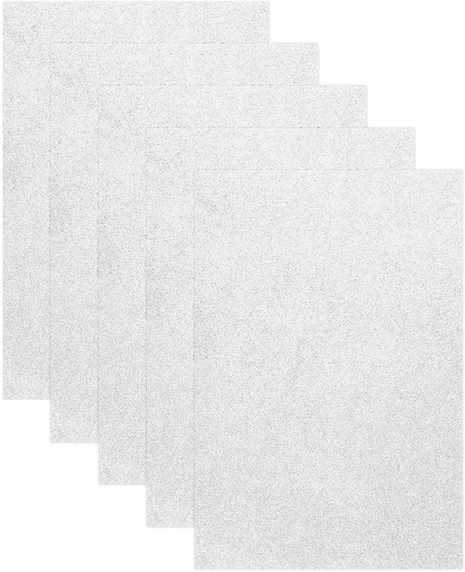 MECCANIXITY 5 Sheets Silver Shiny Foam Sheets, 8 Inch x 12 Inch Sparkle EVA