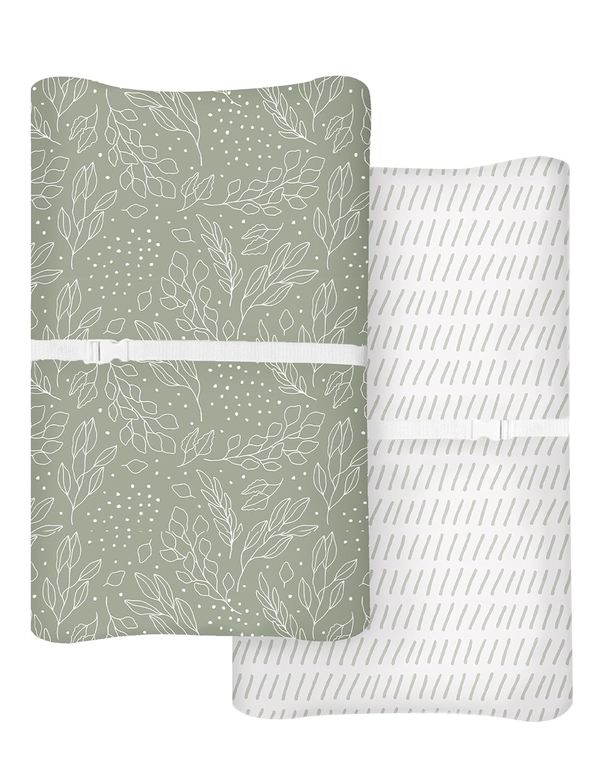Changing Pad Cover for Baby Boys Girls 2 Pack, Fits Standard 32”×16” Changing Table Pads, Silky Breathable Stretch Knit, Machine Washable (Sage Trail)