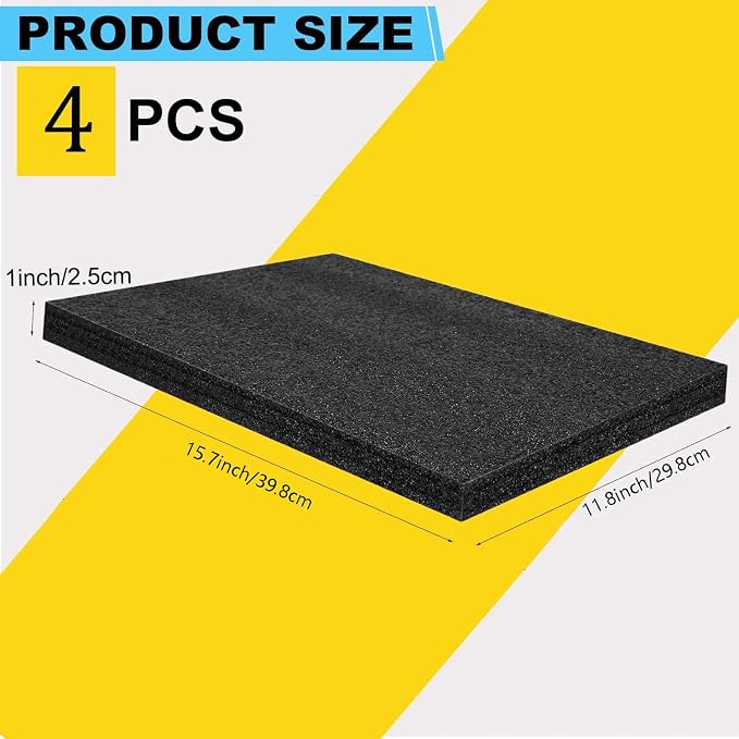 4Pack Customizable Polyethylene Foam Sheets 15.7"X 11.8"X1" Thick Foam Padding