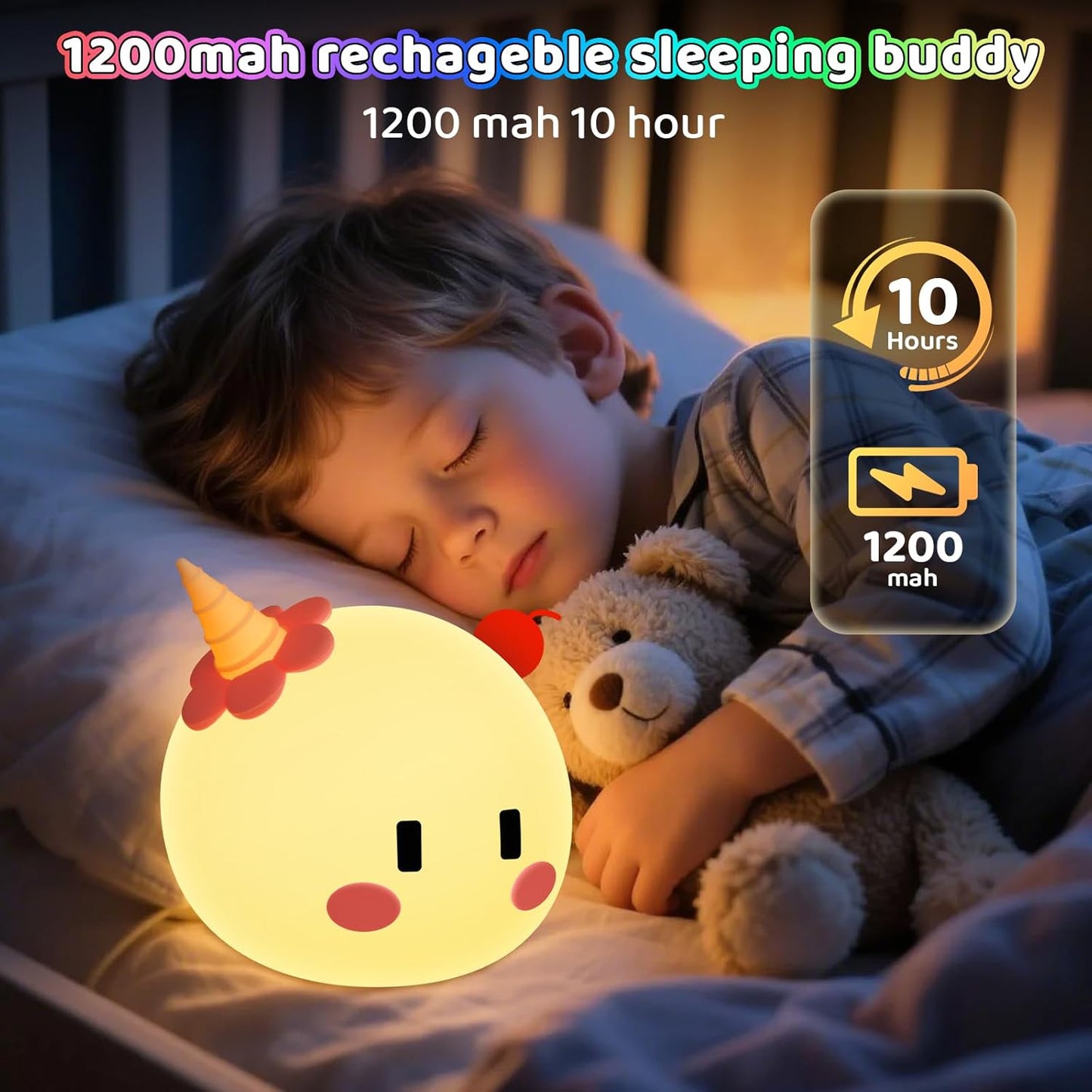 Monster Night Light for Kids, Silicone Touch Night Light for Baby Nursery, Voice-3-Level Warm Light Adjustment Portable Nursing Room Light, Rechargeable Nightlight for Girls and Boys Bedside Gift
