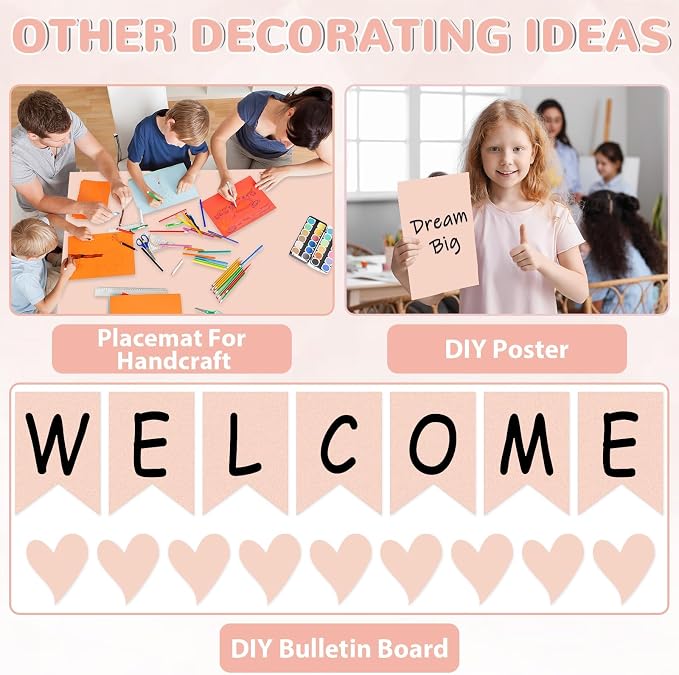 Qyeahkj Pink Bulletin Board Paper Roll Girl Blush Pink Bulletin Board