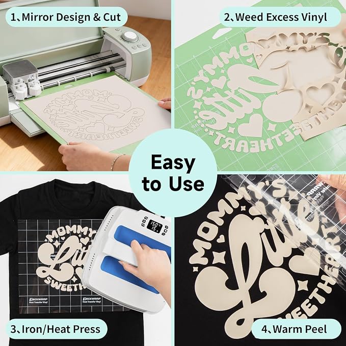 TECKWRAP Heat Transfer Vinyl for T-Shirts, 50+ Washes, REACH Certified & Dryer