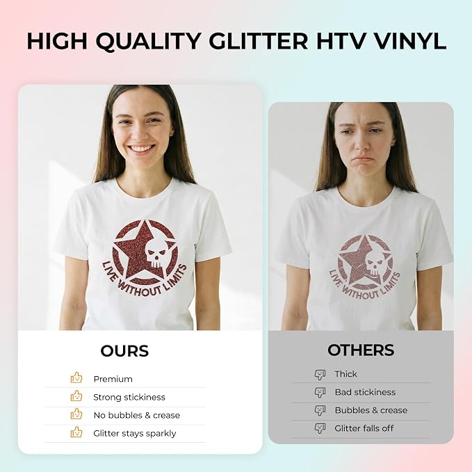 HTVRONT Glitter HTV, Glitter Heat Transfer Viny