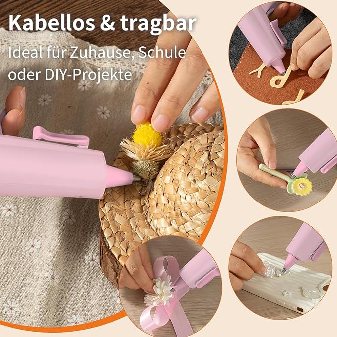 Cordless Hot Glue Gun, Fast Preheat, 2.6Ah Rechargeable Battery, Smart Auto