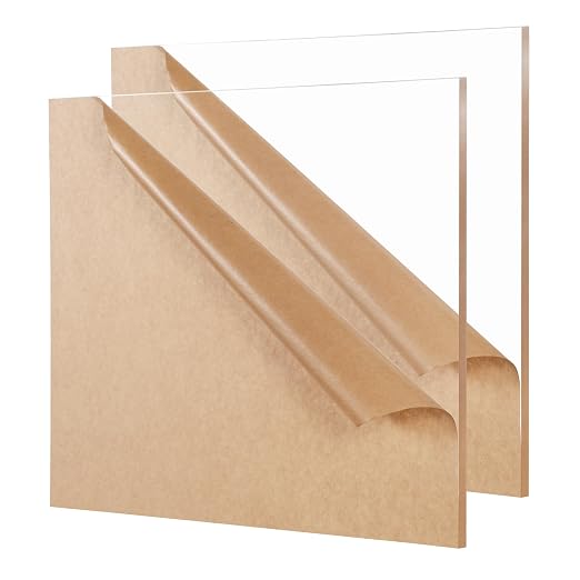 KAITELA Clear Acrylic Sheet 12" x 12" Cast Plexiglass Square 1/4" Thick