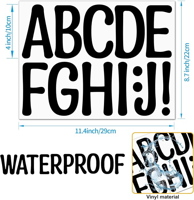 Bemeol 30 Sheets Large Letter Stickers 4 Inch Alphabet Letter Stickers Self