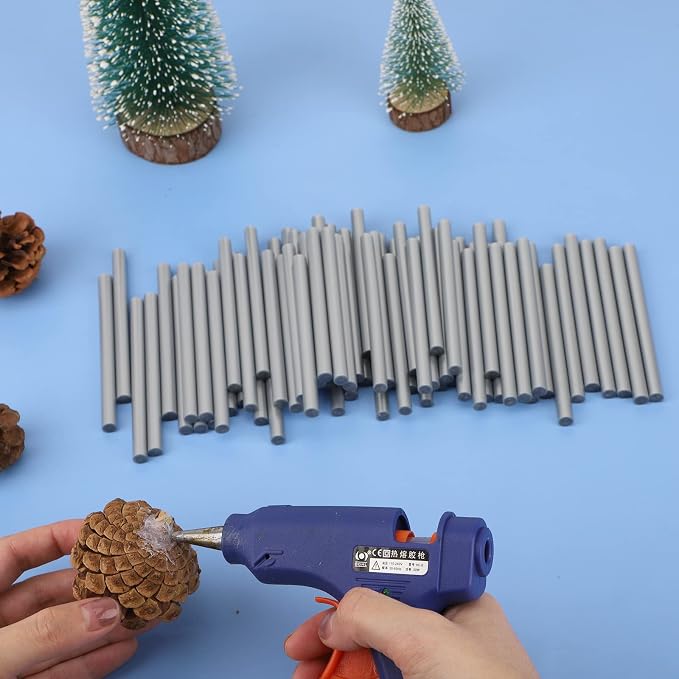 Metallic Silver Hot Glue Sticks Mini, Small Adhesive Glue Sticks