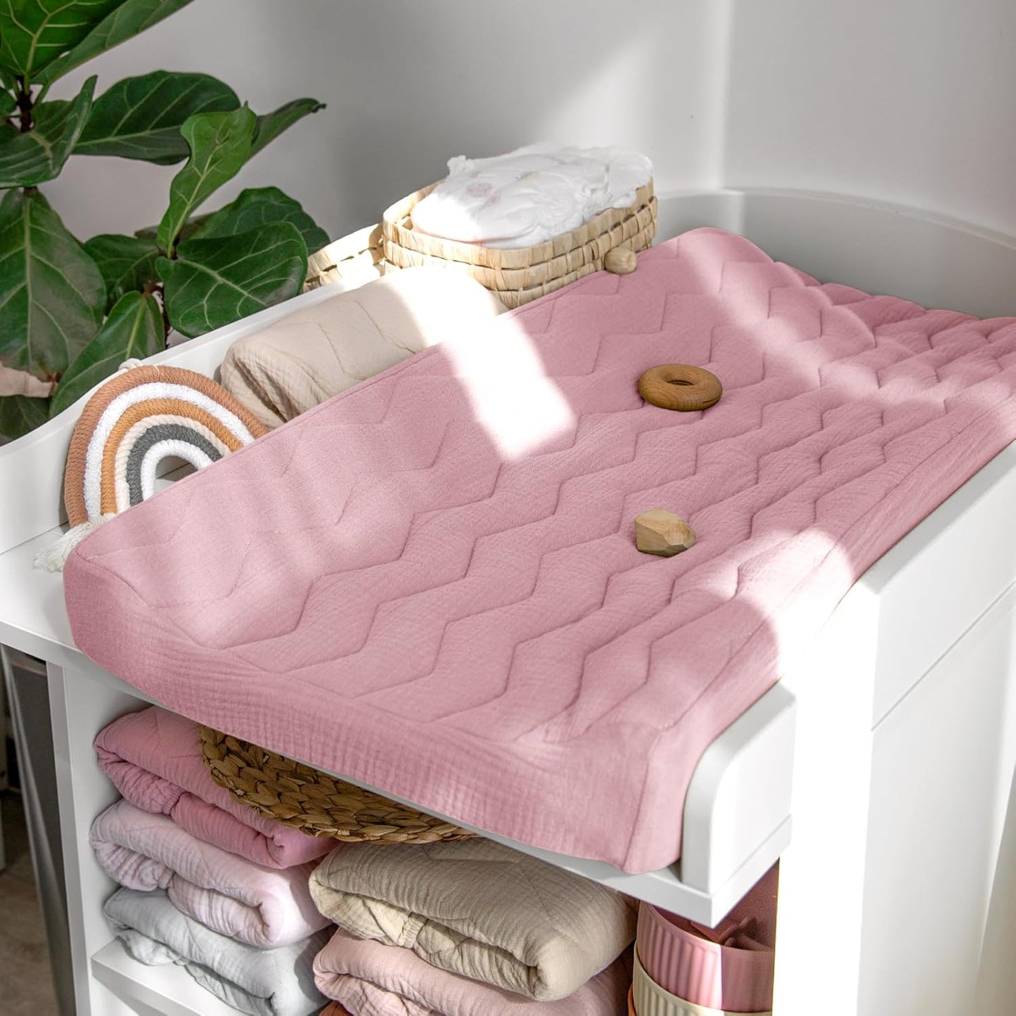 lulumoon Muslin Changing Pad Cover: Baby Cotton Quilted Changing Table Cover - Soft Changing Pad Sheets for Boys Girls