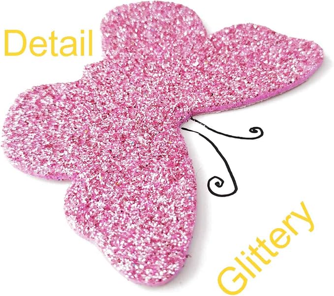 Glitter Foam Flower and Butterfly Shapes Stickers, Self-Adhesive Stickers Kid's